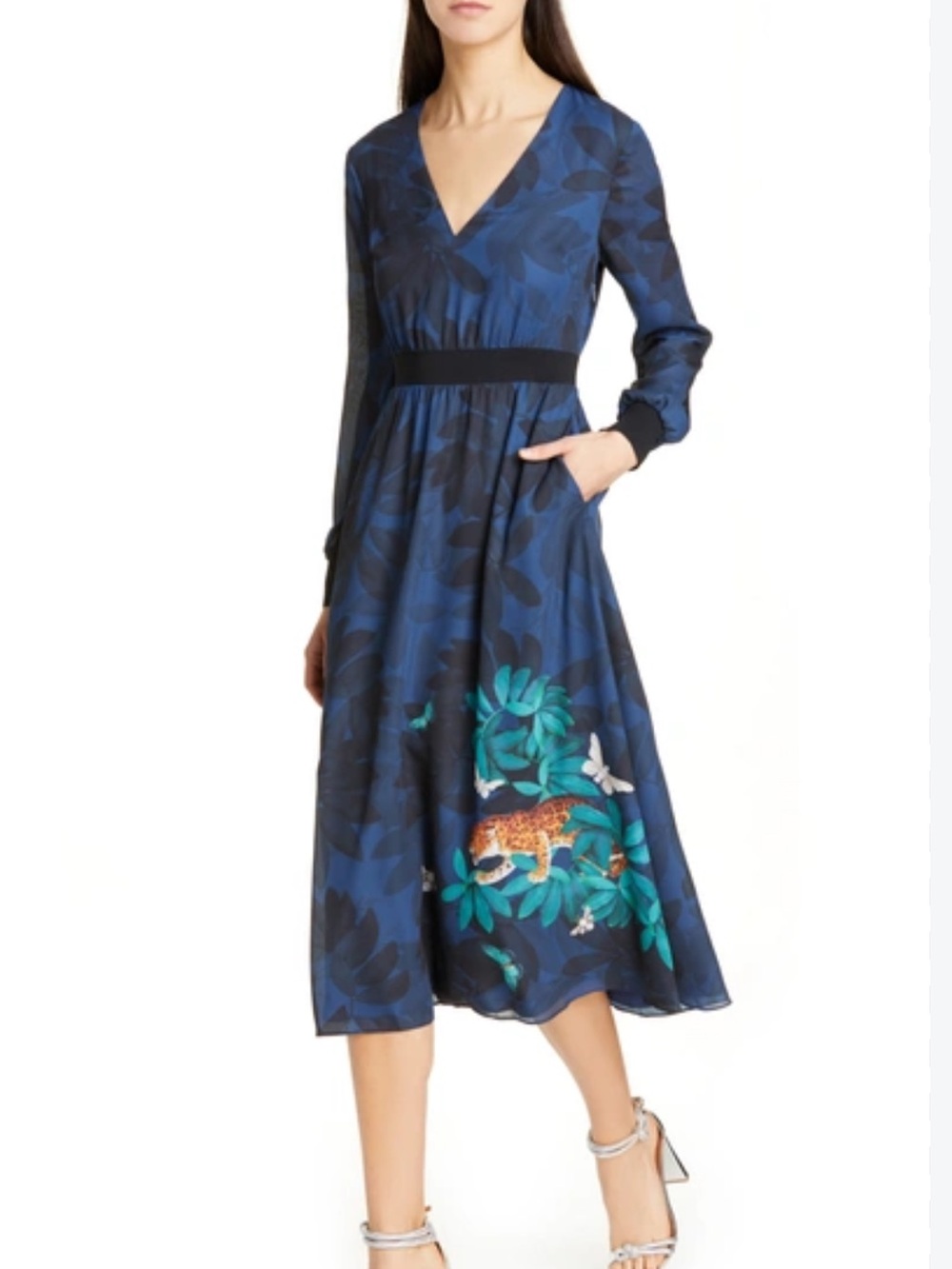 Ted Baker London Emrall Houdini Long Sleeve Midi Dress Size 2/6US
